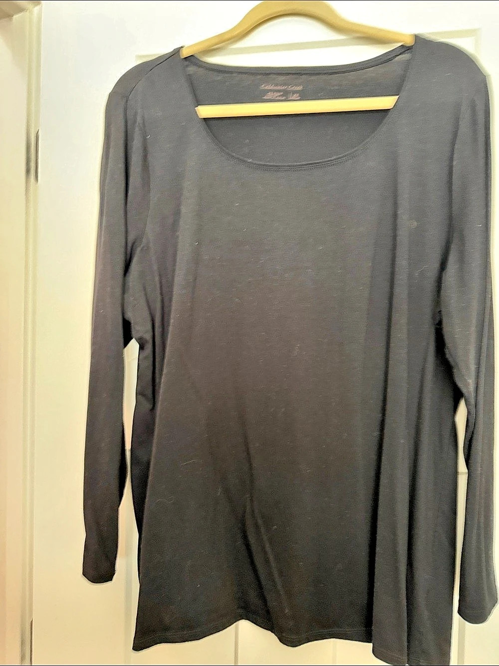 Coldwater Creek Long Sleeve Scoop Neck Top in Black Size 2X Like New